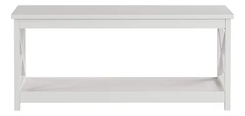 Lujosa Mesa De Centro Blanca Casera De Madera, Perfil Bajo