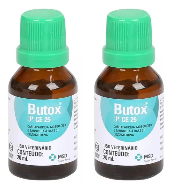 Antipulgas Carrapatos Butox 20ml 2 Unidades Bovinos Equinos MSD