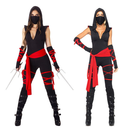 Fantasia Cosplay Ninja Adulto Feminino Macacão