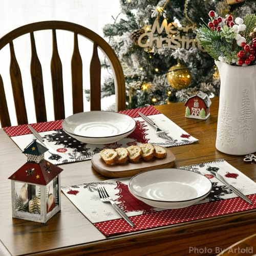 Manteles Individuales De Navidad, Árboles De Pino, Copo De N