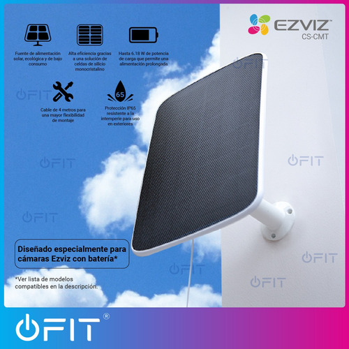 Imagen 3 de 10 de Panel Solar De Carga 6w Para Camaras Con Bateria Ezviz Cmt