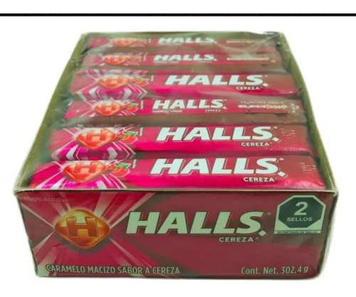 Halls Sabor Cereza Caramelo Macizo 12 Pza