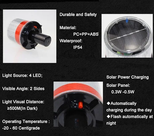 Y Baliza Destellante Solar Led Rojo