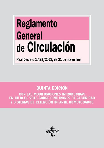 Reglamento General De Circulaciãâ³n, De Editorial Tecnos. Editorial Tecnos, Tapa Blanda En Español