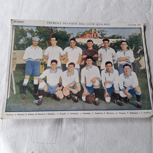 Poster Primera Division Del Club Quilmes Temporada 1926