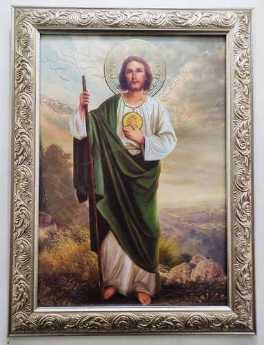 San Judas Tadeo   Marco   Plateado  48 X 37 Cms.