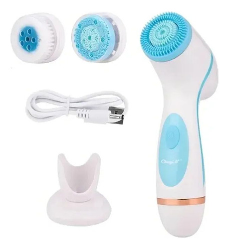 Cepillo Facial Celeste 3 En 1 Limpieza Masaje Silicona