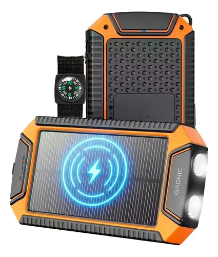 Cargador Solar Gadnic Power Bank B60 15000mAh Inalámbrico Linterna
