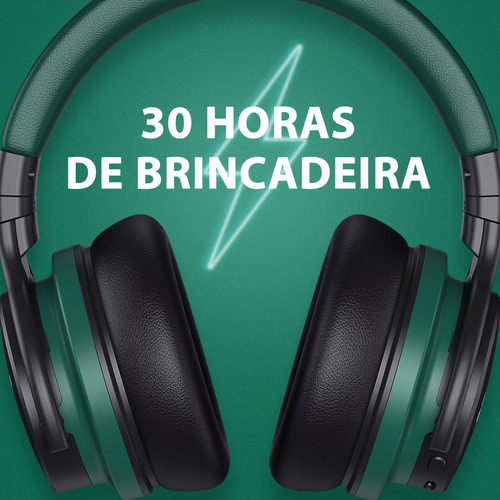 Fones de ouvido Cowin E7C sem fio Bluetooth ANC experiência sem fio confortável peso leve Bluetooth 5.0 microfone para chamadas 30 horas de reprodução para viagens trabalho verde