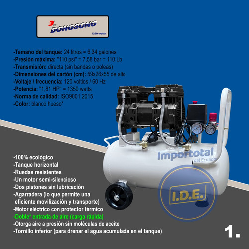 Compresor De Aire Silencioso Incluye* Aerógrafo Y Manguera