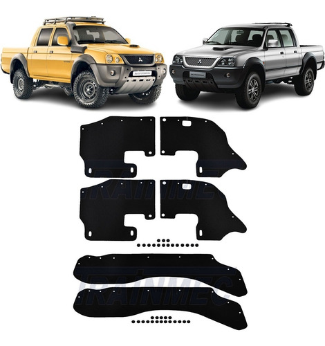 Protetor Parabarro Paralamas Caixa De Rodas L200 Kit 4 Rodas