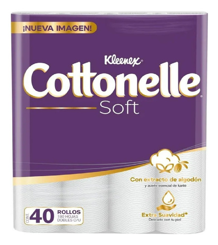 Papel Higiénico Kleenex Cottonelle Soft Care Con 40 Rollos