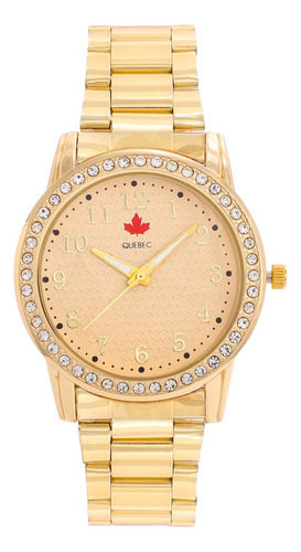 Relógio Feminino Quebec Aprova D'água C/ Pedrinha Luxo Lindo Cor da correia Dourado Cor do bisel Dourado Cor do fundo Dourado