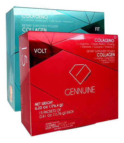 1 Mes - Gennuine (1 Fit + 1 Volt) Colageno Hidrolizado