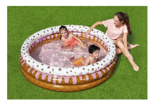Imagen 3 de 6 de Pileta inflable redonda Bestway Sundae Funday 51144 Cute ice cream de 1.6m x 38cm 390L rosa y marrón caja