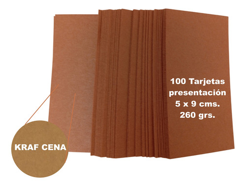 Tarjetas Presentación Cartulina Krafcena 5x9 Cms. 100 Piezas Marrón