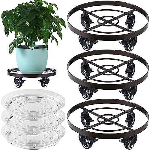 Paquete De 3 Soportes Grandes Ruedas Plantas - Carro Ma...