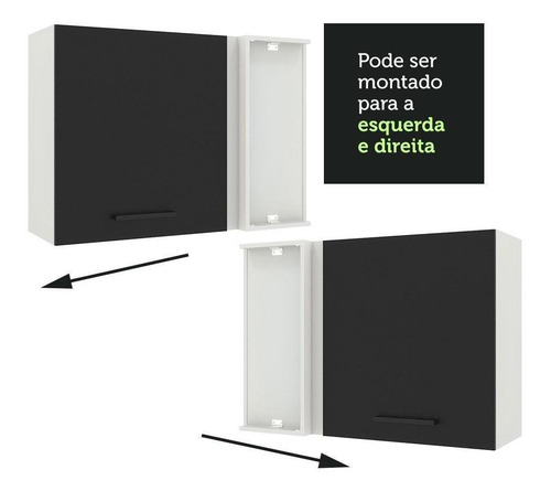 Armário Aéreo De Canto Madesa Agata 1 Porta - Branco/preto