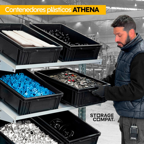 Kit 4 Cajones Plásticos Apilables Athena 4322a 40x30x22cm Ng