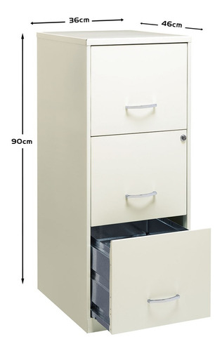 Archivero Metálico 3 Gavetas Carta Blanco Hirsh