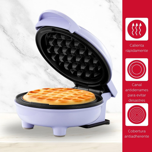 Gofrera Personal Lavanda Antiadherente 10 Cm Ideal Desayuno