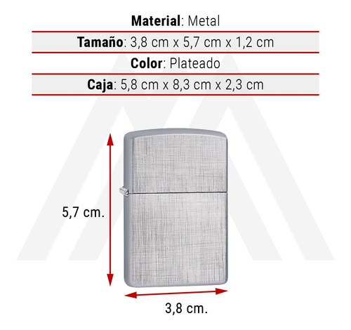 Imagen 4 de 10 de Encendedor Zippo Lighter Classic Linen Weave