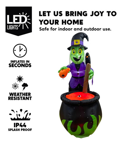 Bruja Inflable Caldero Magico Decoracion Halloween De 1.8m