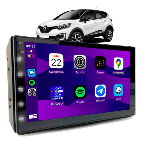 Central Multimídia Android 7 Polegadas Universal 2 Din 2+32 Cor Captur 2017 À 2020
