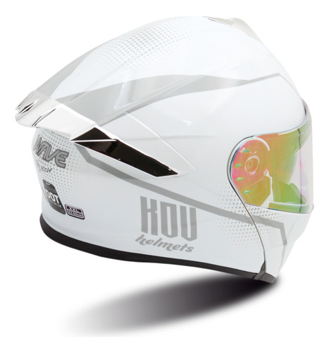 Casco Abatible Kov Original Thunder Waves Blanco Perla Dot