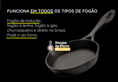 Frigideira De Ferro Fundido Pequena 20cm | Envio Expresso Preto