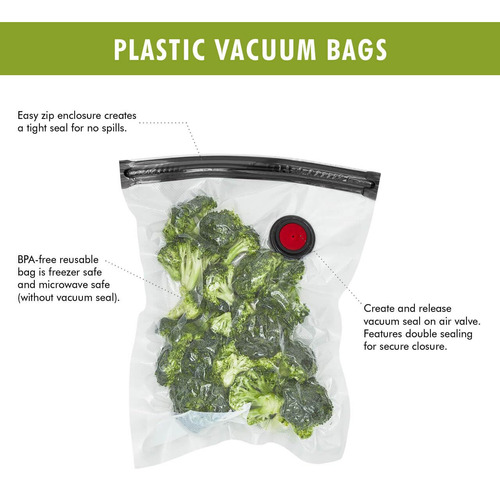 Juego De 10 Bolsas Selladoras Al Vacío Reutilizables