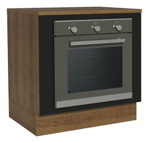 Balcão Para Forno De Embutir 80 X 60 Cm Com Tampo Madesa Rp Cor Rustic/Preto