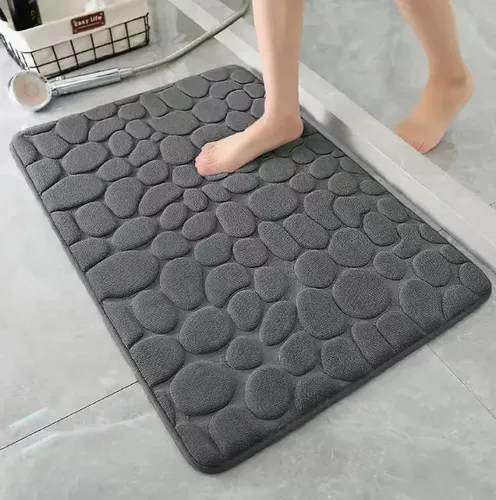 Tapete de Banheiro Antiderrapante Absorvente Macio Cinza — R$ 17,81 em Mercado Livre