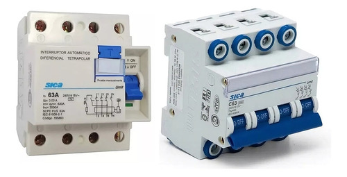 Disyuntor + Térmica 4x63a Kit Para Bajada Trifásica Sica 