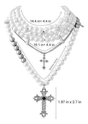 Hebras De Perlas De Imitación En Capas De Sacina, Collar De