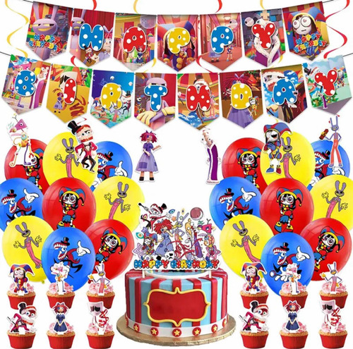 Kit Cumpleaños Diseño The Amazing Circus Digital Adornos