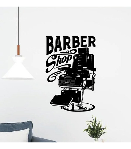 Vinilo Decorativo Barbershop Silla Barberia Hombres