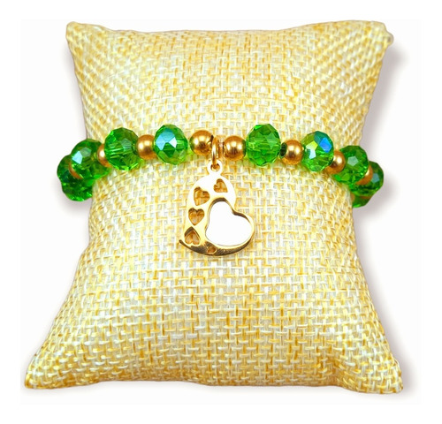 Pulsera Corazón Con Piedras Verde De Murano 