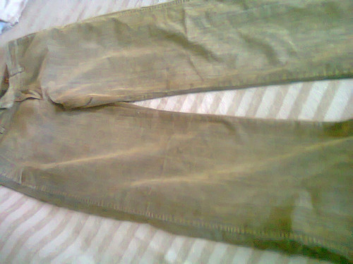 Jeans Cotele Recto Con Brillo Verde Talla 29 Nuevo