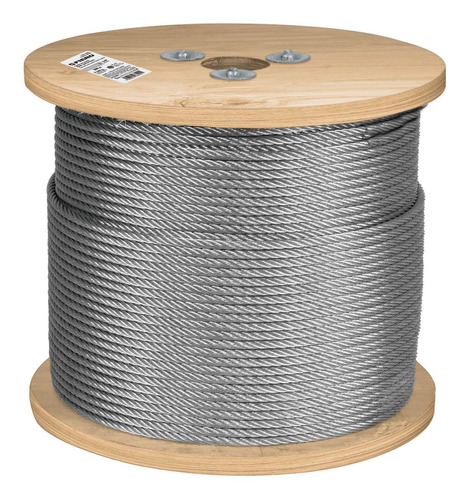 Cable De Acero 3/16' Rígido 7x7 Hilos Carrete 300 M