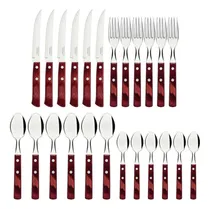 Comprar Set De Cubiertos Tramontina Con Cuchillos De Asado 24 Piezas