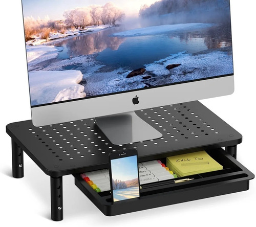 Soporte Para Monitor O Impresora Metálico Con Organizador