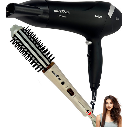 Secador De Cabelo Profissional 2100w + Escova Alisadora 110v