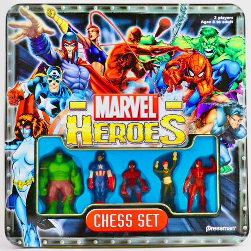 Marvel Heroes Chess Set Tin Box 2003 Ajedrez Caja Metálica