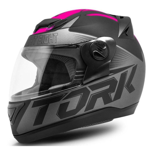 Capacete Liberty Evolution G7 Moto Pro Tork Fosco E Brilhoso Cor Preto e Rosa Fosco Tamanho 60