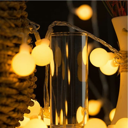 Imagen 5 de 7 de Lámpara Decorativa Con Hilo De Luces Esféricas De 6 M 40led
