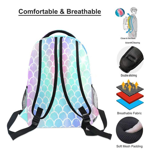 ~ Wamika Colorful Mermaid Scale Backpacks For Girls Women, R