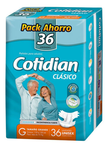 Pañales De Adulto Cotidian Clásico, Talle G 36 Unid.