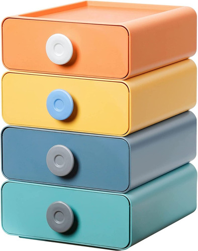 Cajones Apilables De Colores Para Oficina Organizador X 4pcs