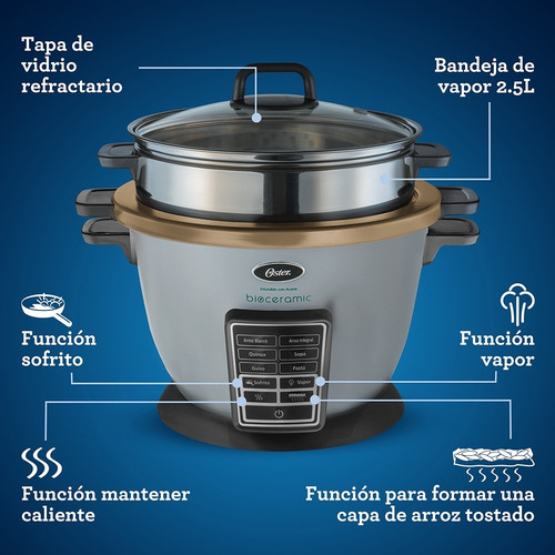 Imagen 9 de 10 de Arrocera Multifunción 10 En 1 Oster® Con Recubrimiento Antia Frecuencia 50